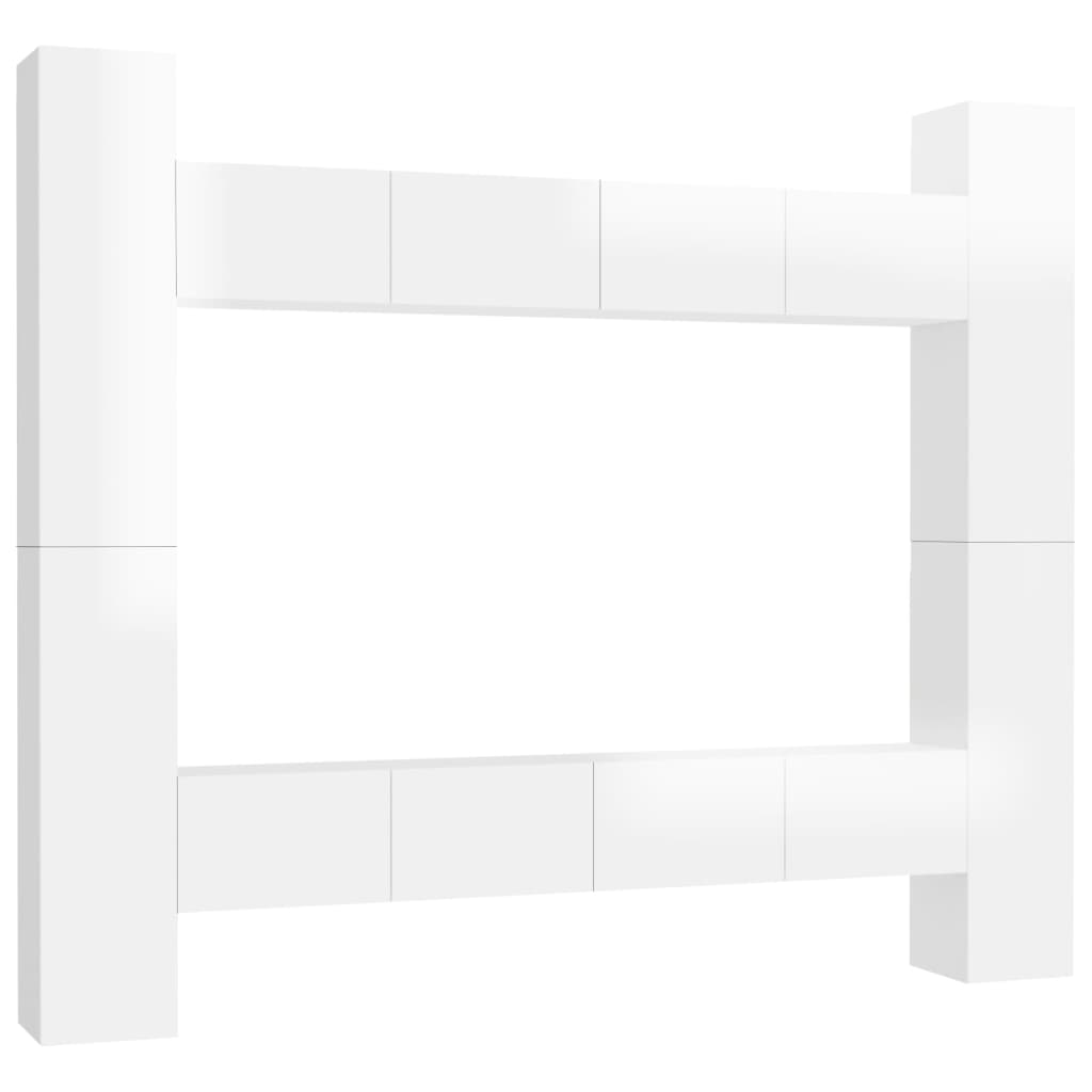 8-tlg. TV-Schrank-Set Hochglanz-Weiß Holzwerkstoff