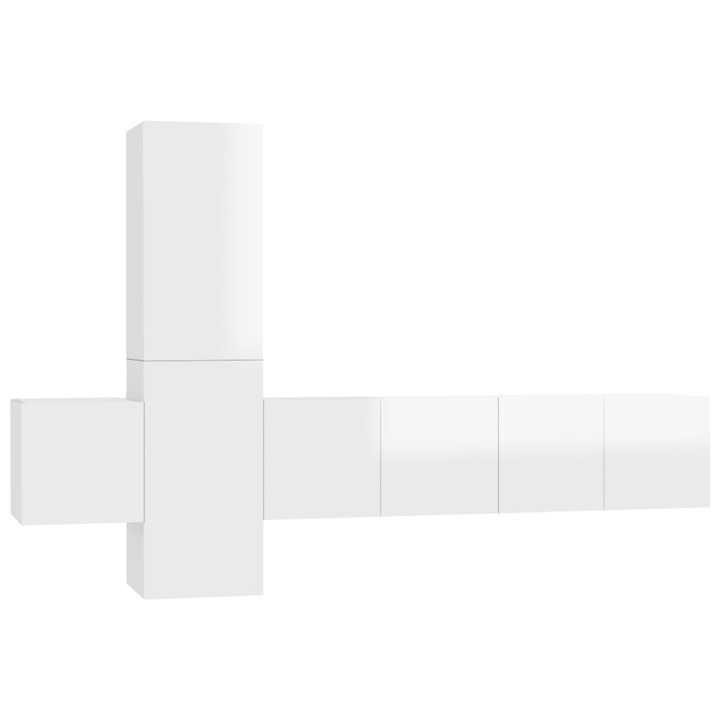 5-tlg. TV-Schrank-Set Hochglanz-Weiß Holzwerkstoff