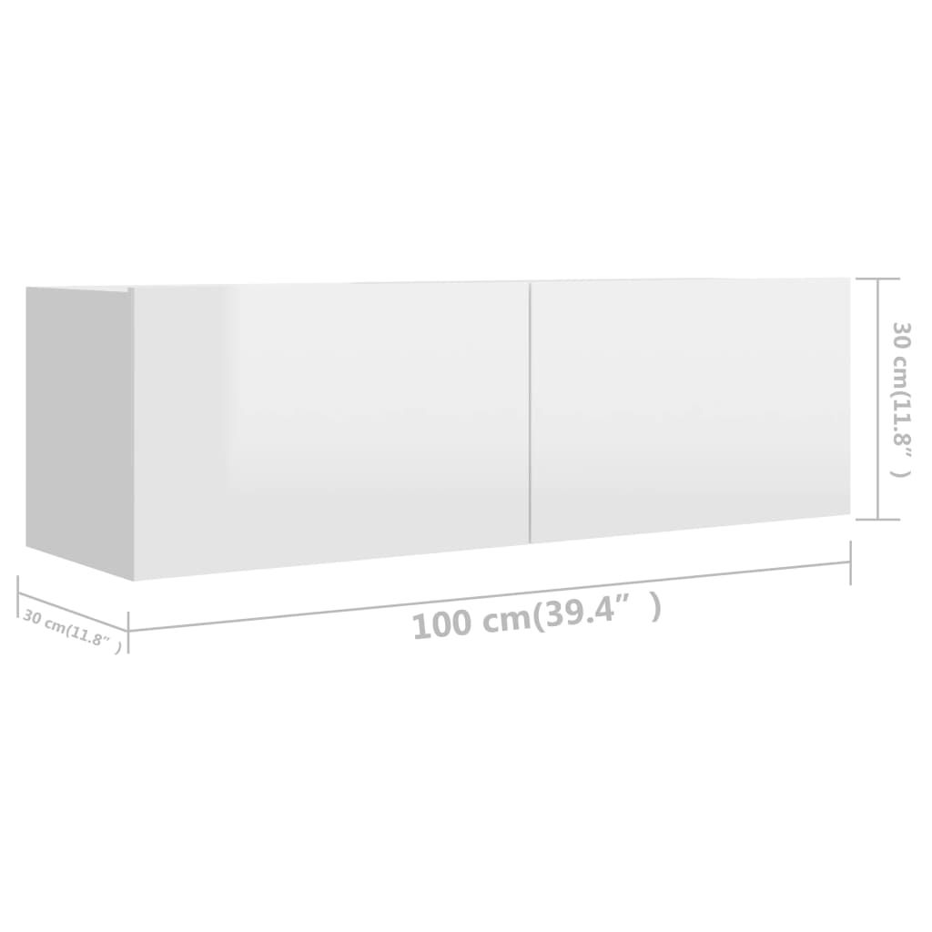 2-tlg. TV-Schrank-Set Hochglanz-Weiß Spanplatte