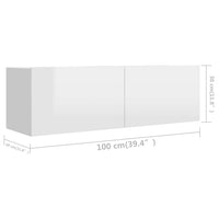 Thumbnail for 2-tlg. TV-Schrank-Set Hochglanz-Weiß Spanplatte