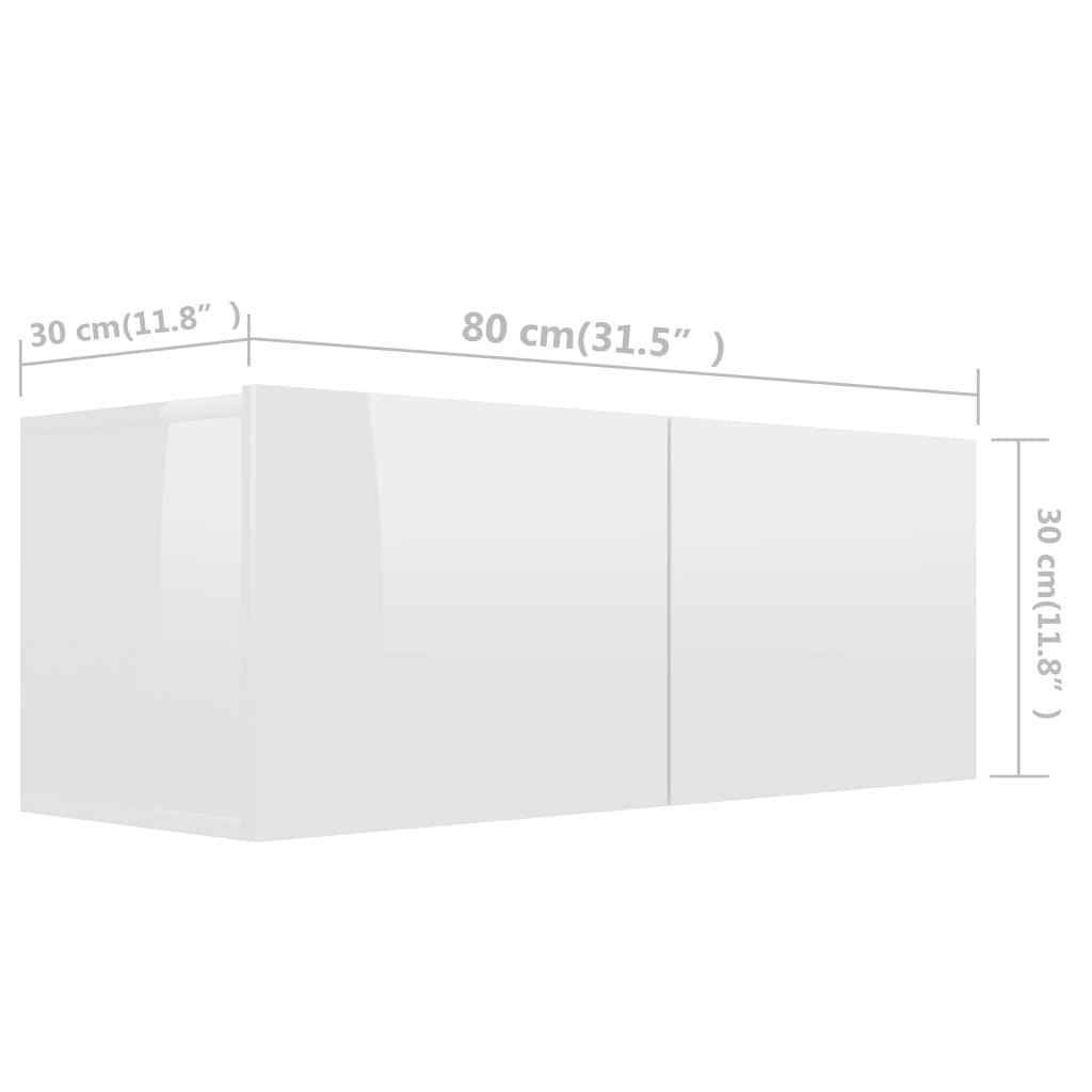 2-tlg. TV-Schrank-Set Hochglanz-Weiß Spanplatte