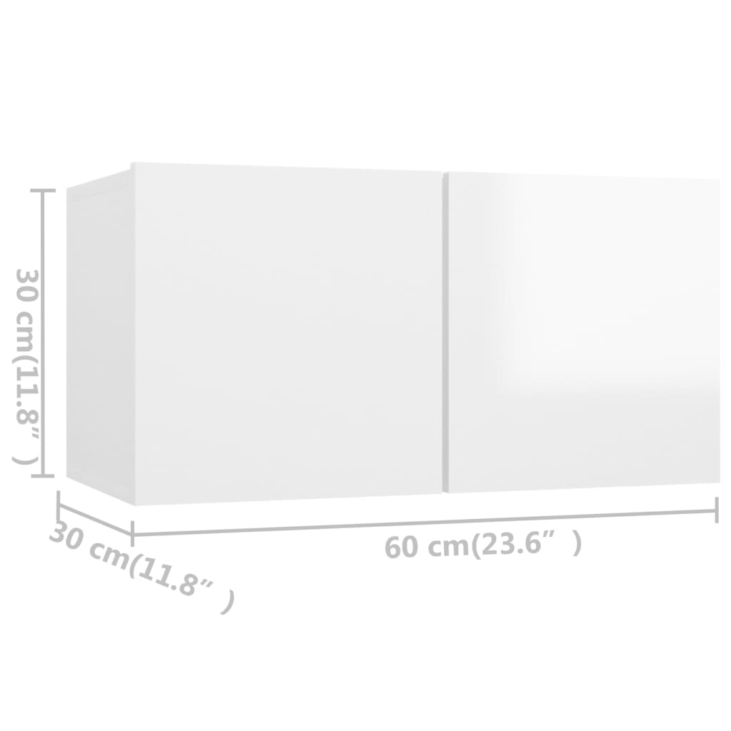 8-tlg. TV-Schrank-Set Hochglanz-Weiß Holzwerkstoff
