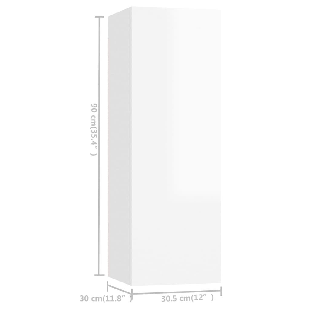 8-tlg. TV-Schrank-Set Hochglanz-Weiß Holzwerkstoff