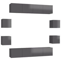 Thumbnail for 8-tlg. TV-Schrank-Set Hochglanz-Grau Holzwerkstoff