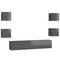 Thumbnail for 6-tlg. TV-Schrank-Set Hochglanz-Grau Holzwerkstoff