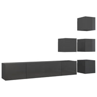 Thumbnail for 6-tlg. TV-Schrank-Set Hochglanz-Grau Holzwerkstoff
