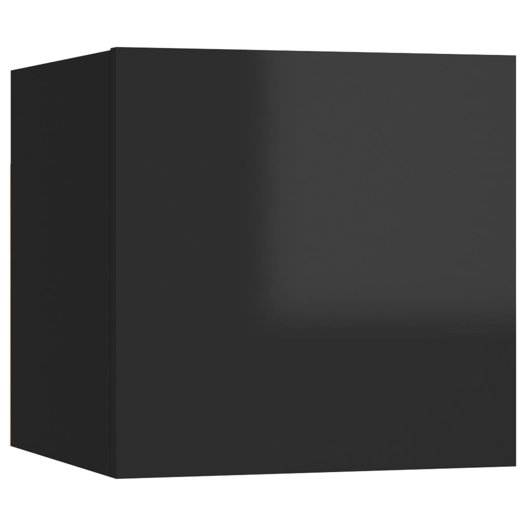 Nachttische 2 Stk. Hochglanz-Schwarz 30,5x30x30 cm Spanplatte