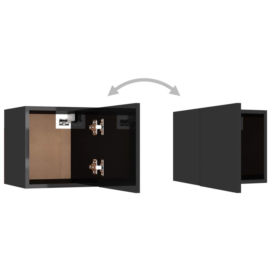Nachttische 2 Stk. Hochglanz-Schwarz 30,5x30x30 cm Spanplatte