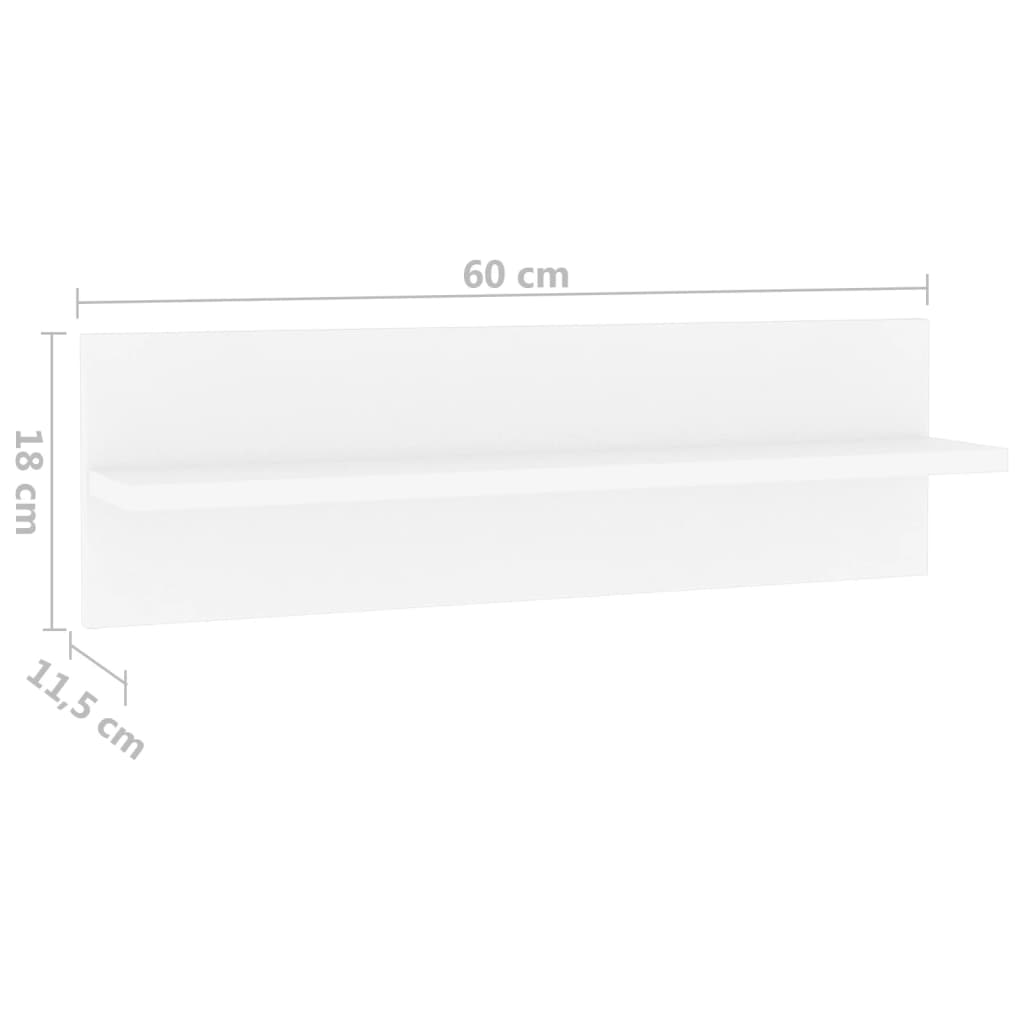 Wandregale 2 Stk. Weiß 60x11,5x18 cm Holzwerkstoff