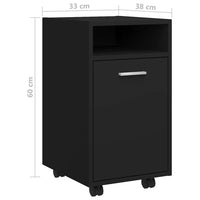 Thumbnail for Beistellschrank mit Rollen Schwarz 33x38x60 cm Holzwerkstoff
