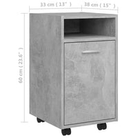 Thumbnail for Beistellschrank mit Rollen Betongrau 33x38x60 cm Holzwerkstoff