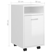 Thumbnail for Beistellschrank mit Rollen Hochglanz-Weiß 33x38x60 cm