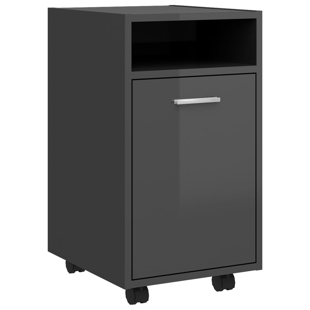 Beistellschrank mit Rollen Hochglanz-Grau 33x38x60 cm