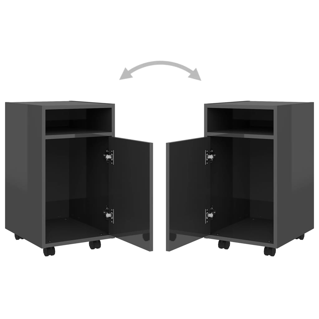 Beistellschrank mit Rollen Hochglanz-Grau 33x38x60 cm
