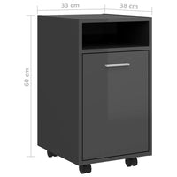 Thumbnail for Beistellschrank mit Rollen Hochglanz-Grau 33x38x60 cm