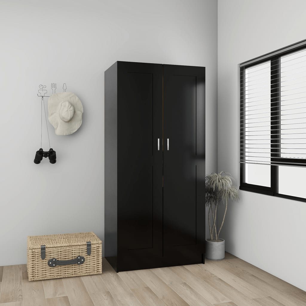 Kleiderschrank Schwarz 82,5x51,5x180 cm Holzwerkstoff