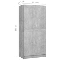 Thumbnail for Kleiderschrank Betongrau 82,5x51,5x180 cm Holzwerkstoff