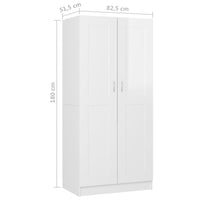 Thumbnail for Kleiderschrank Hochglanz-Weiß 82,5x51,5x180 cm Holzwerkstoff