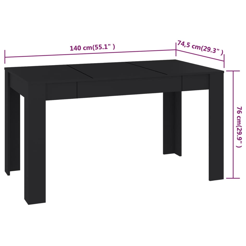 Esstisch Schwarz 140x74,5x76 cm Holzwerkstoff
