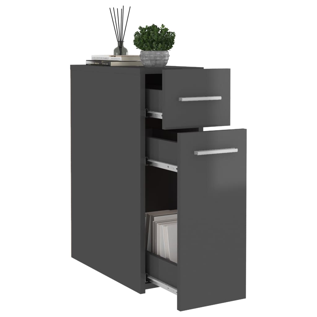 Apothekerschrank Hochglanz-Grau 20x45,5x60 cm Holzwerkstoff