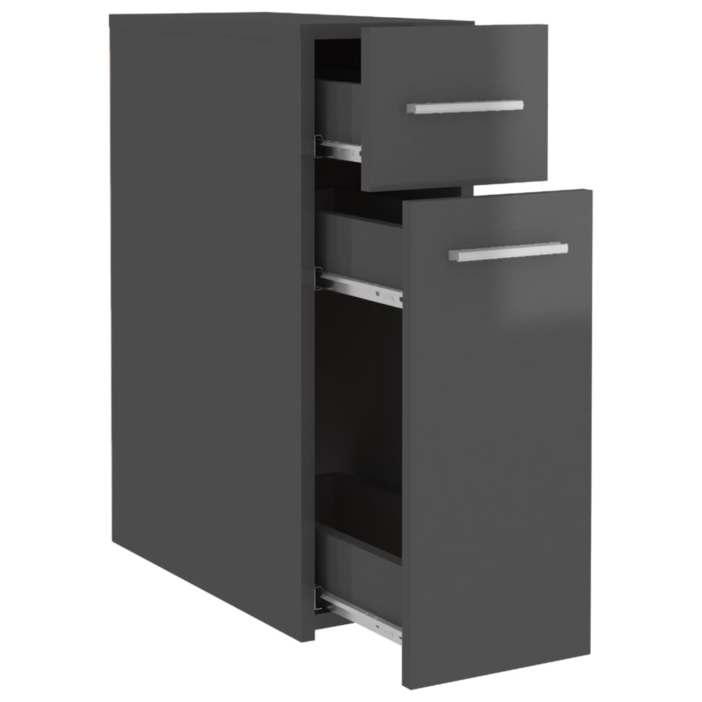 Apothekerschrank Hochglanz-Grau 20x45,5x60 cm Holzwerkstoff