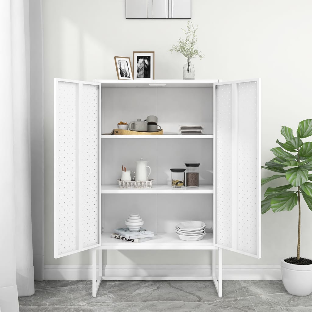 Highboard Weiß 80x35x135 cm Stahl