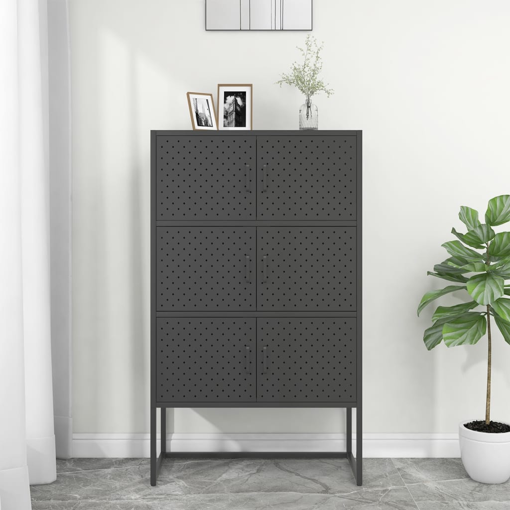 Highboard Anthrazit 80x35x135 cm Stahl