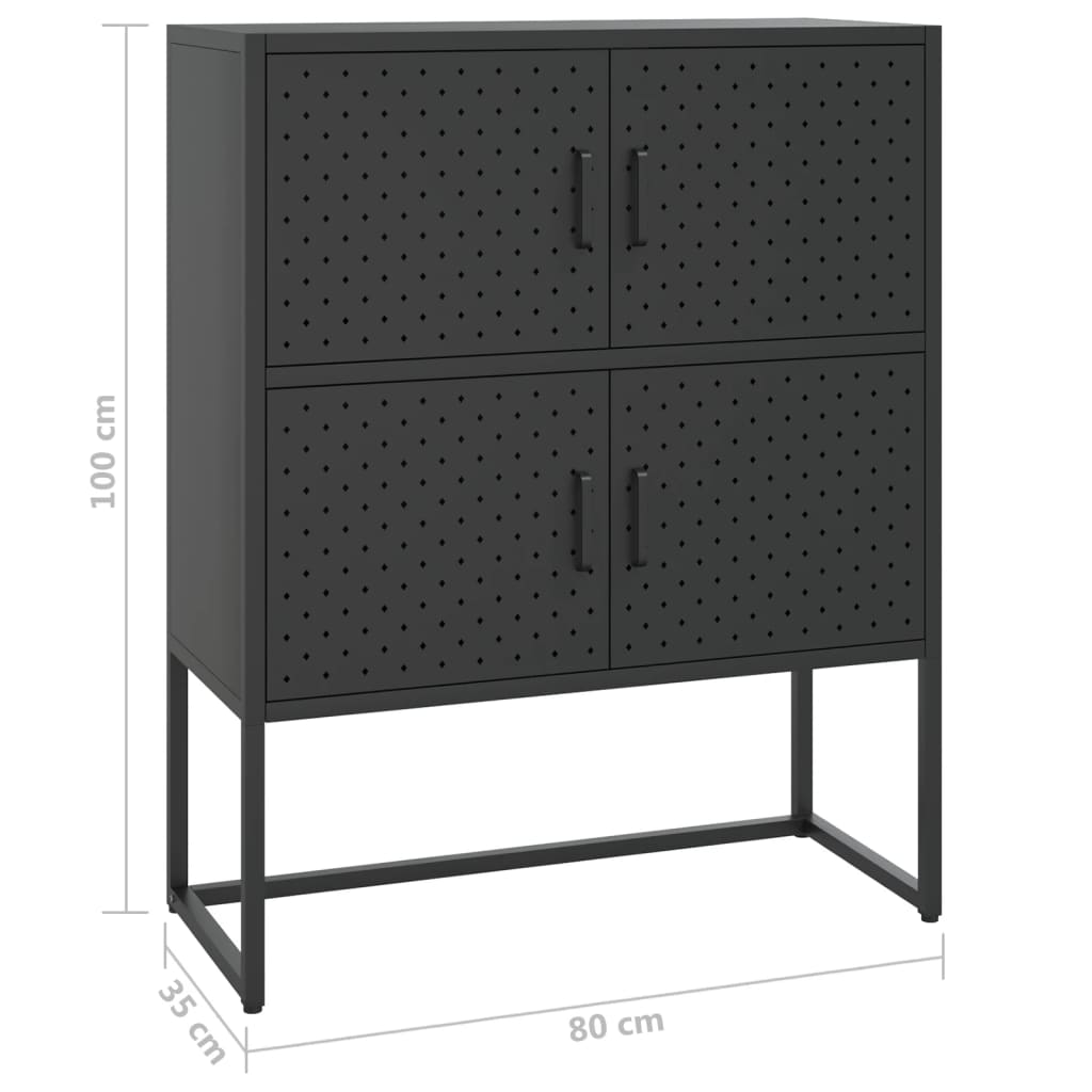 Highboard Schwarz 80x35x100 cm Stahl