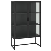 Thumbnail for Highboard Schwarz 80x35x135 cm Stahl und Gehärtetes Glas