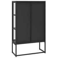 Thumbnail for Highboard Schwarz 80x35x135 cm Stahl und Gehärtetes Glas