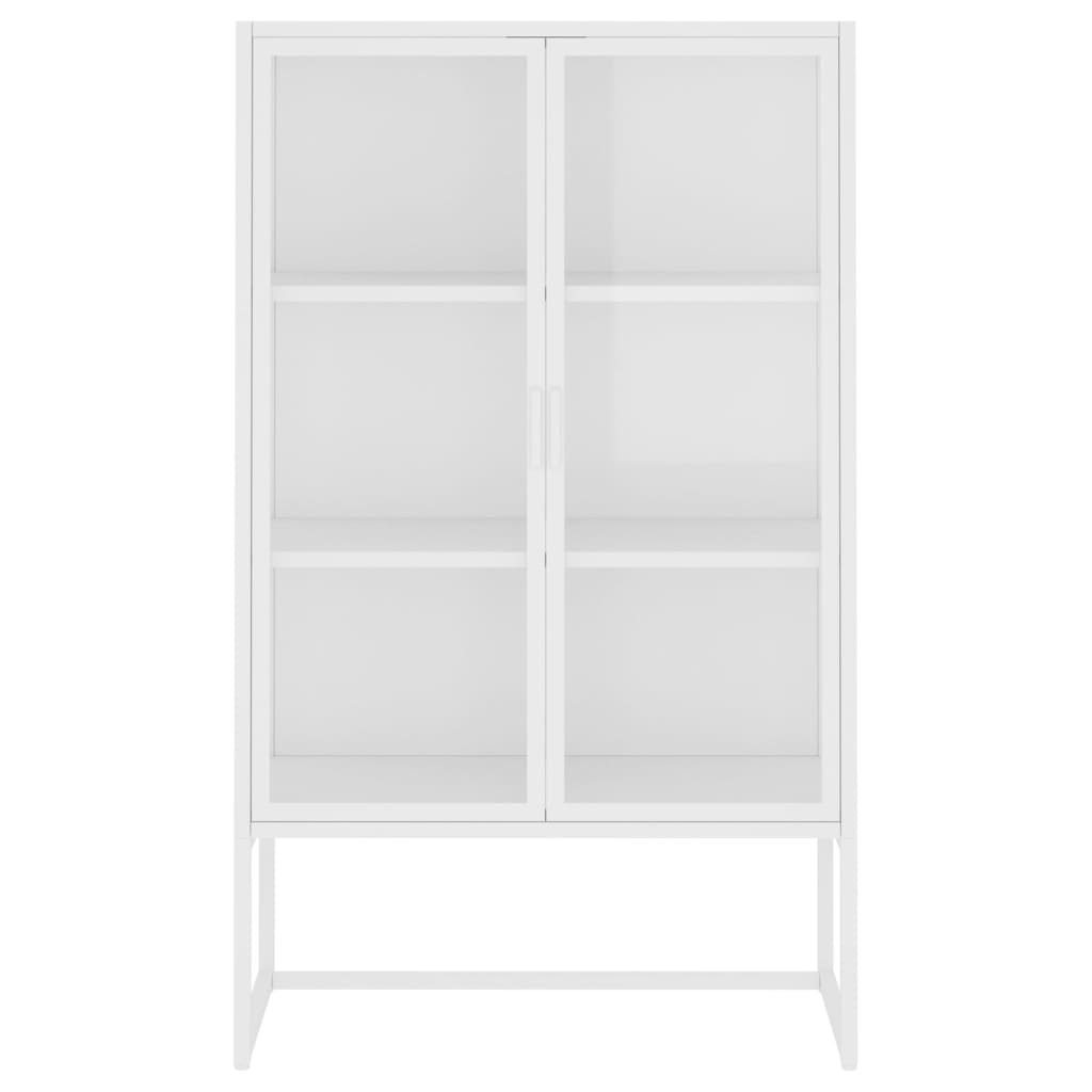Highboard Weiß 80x35x135 cm Stahl und Gehärtetes Glas