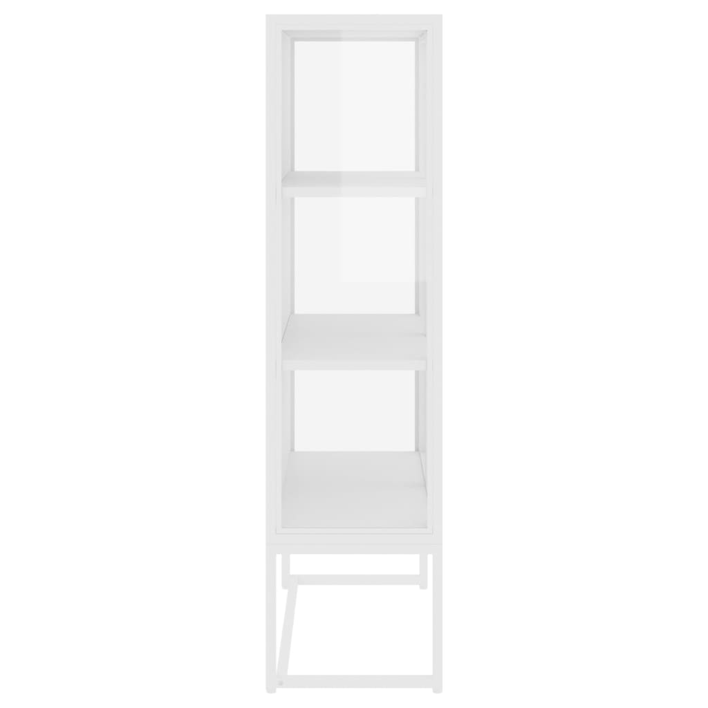 Highboard Weiß 80x35x135 cm Stahl und Gehärtetes Glas