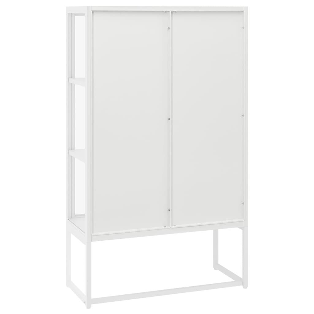Highboard Weiß 80x35x135 cm Stahl und Gehärtetes Glas