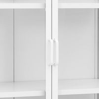 Thumbnail for Highboard Weiß 80x35x135 cm Stahl und Gehärtetes Glas