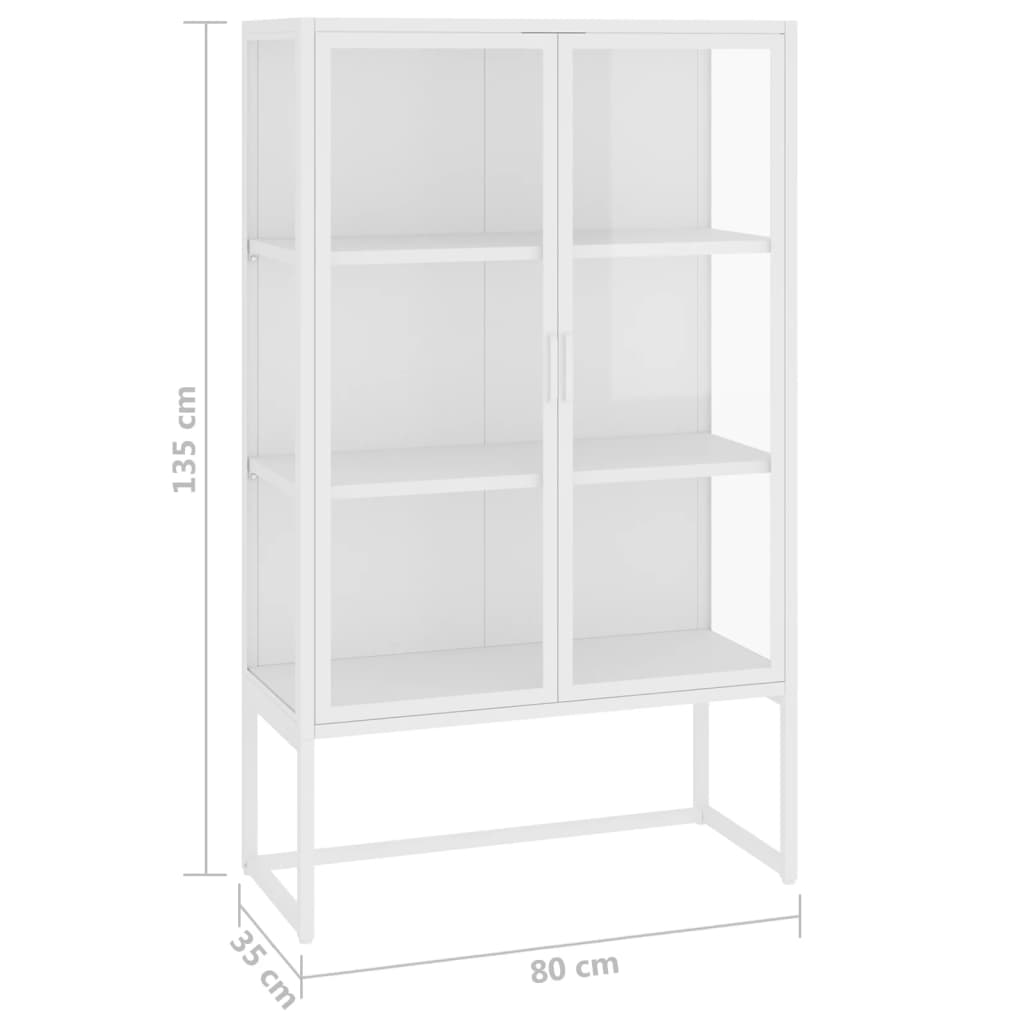 Highboard Weiß 80x35x135 cm Stahl und Gehärtetes Glas