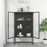 Thumbnail for Highboard Anthrazit 80x35x135 cm Stahl und Gehärtetes Glas