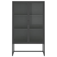 Thumbnail for Highboard Anthrazit 80x35x135 cm Stahl und Gehärtetes Glas