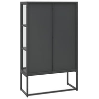 Thumbnail for Highboard Anthrazit 80x35x135 cm Stahl und Gehärtetes Glas