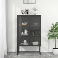 Thumbnail for Highboard Anthrazit 80x35x135 cm Stahl und Gehärtetes Glas