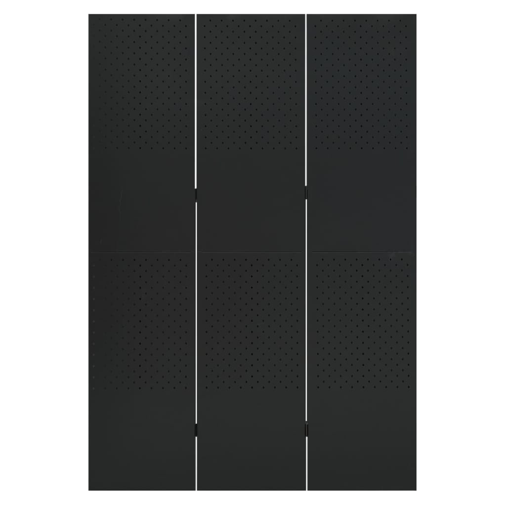 3-tlg. Raumteiler Schwarz 120x180 cm Stahl