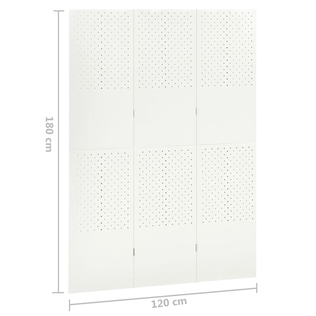 3-tlg. Raumteiler Weiß 120x180 cm Stahl