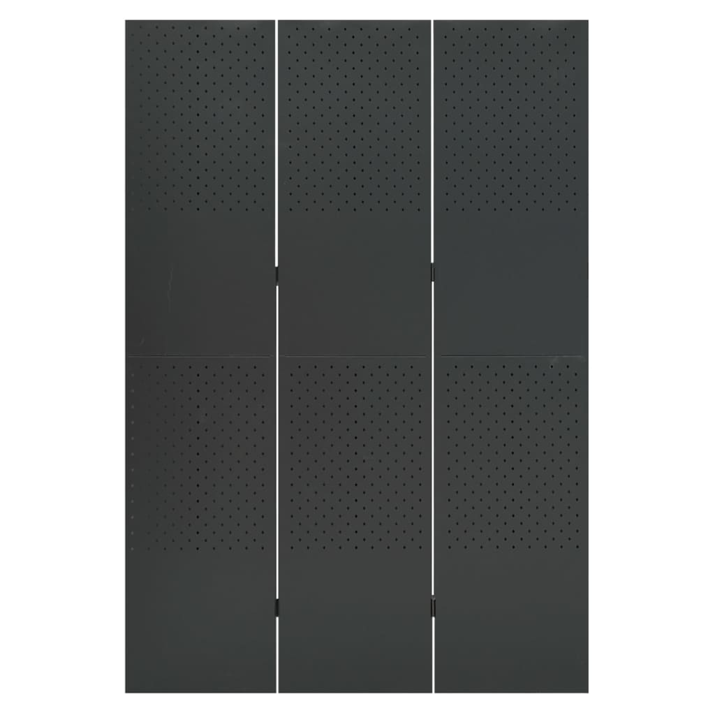 3-tlg. Raumteiler Anthrazit 120x180 cm Stahl