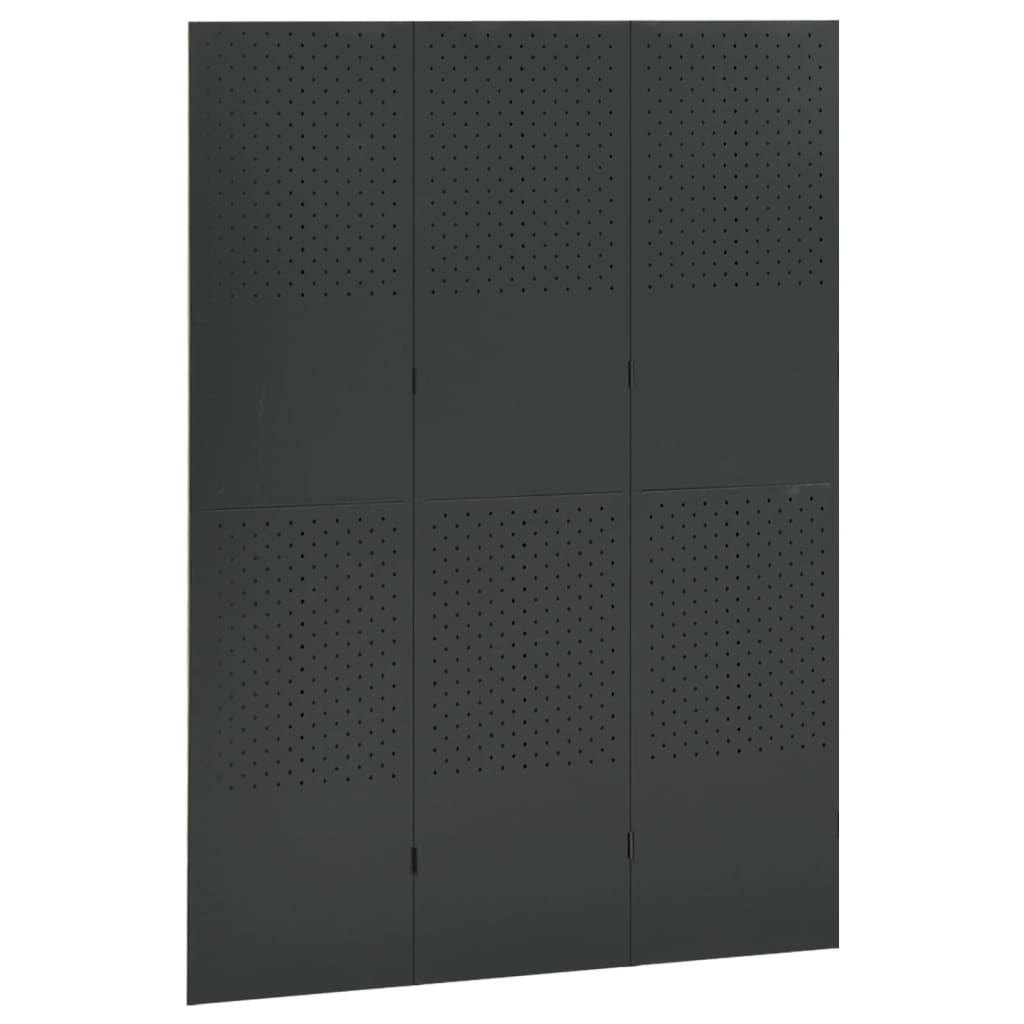 3-tlg. Raumteiler Anthrazit 120x180 cm Stahl