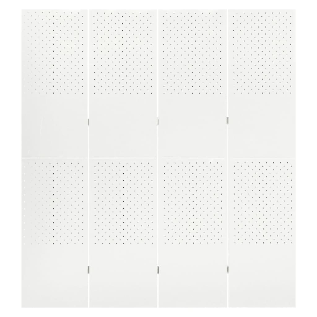 4-tlg. Raumteiler Weiß 160x180 cm Stahl