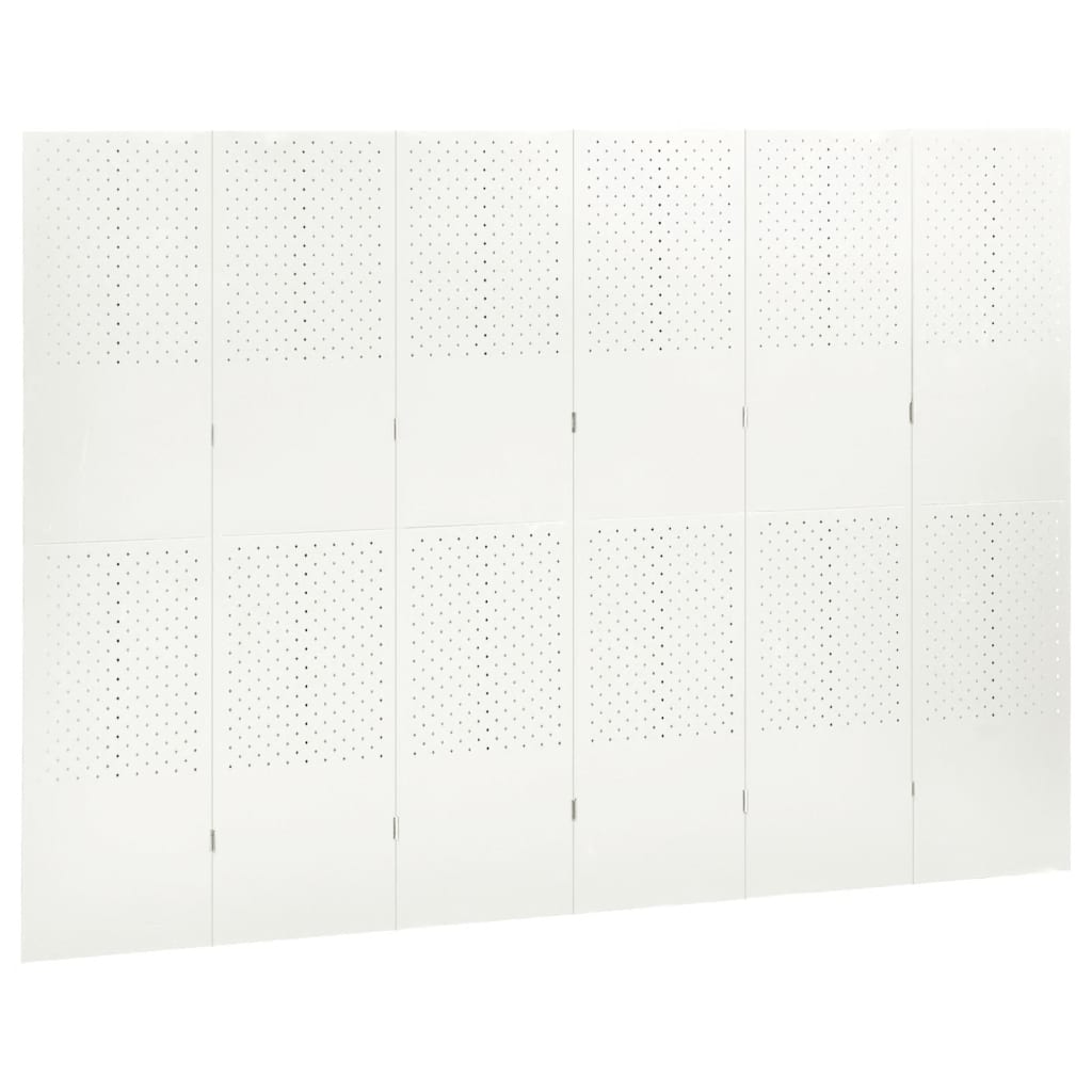 6-tlg. Raumteiler Weiß 240x180 cm Stahl