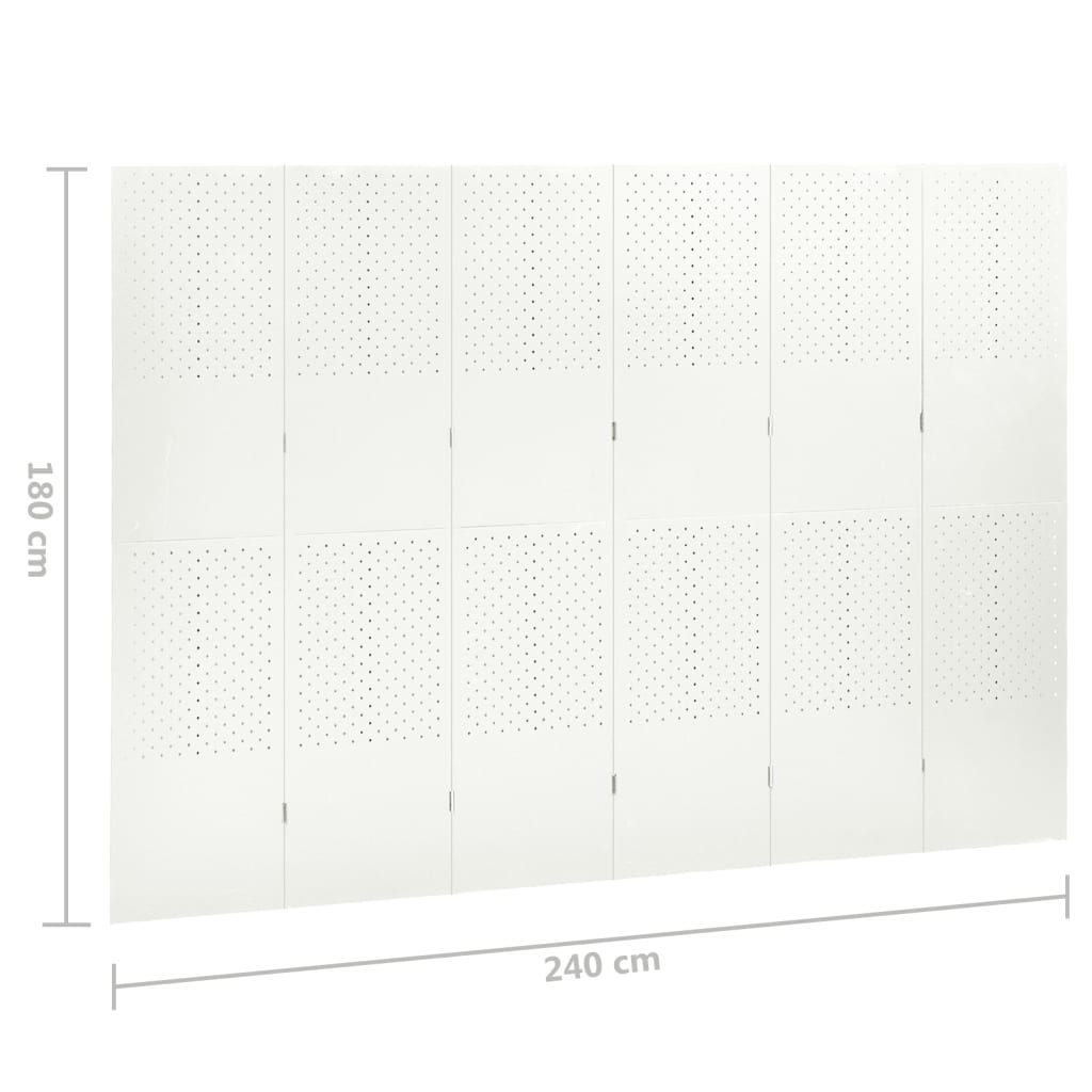 6-tlg. Raumteiler Weiß 240x180 cm Stahl