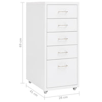 Thumbnail for Aktenschrank mit Rollen Weiß 28x41x69 cm Metall