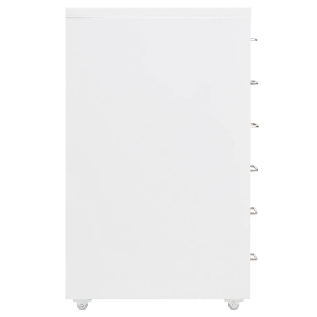 Aktenschrank mit Rollen Weiß 28x41x69 cm Metall