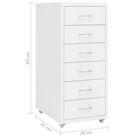 Thumbnail for Aktenschrank mit Rollen Weiß 28x41x69 cm Metall