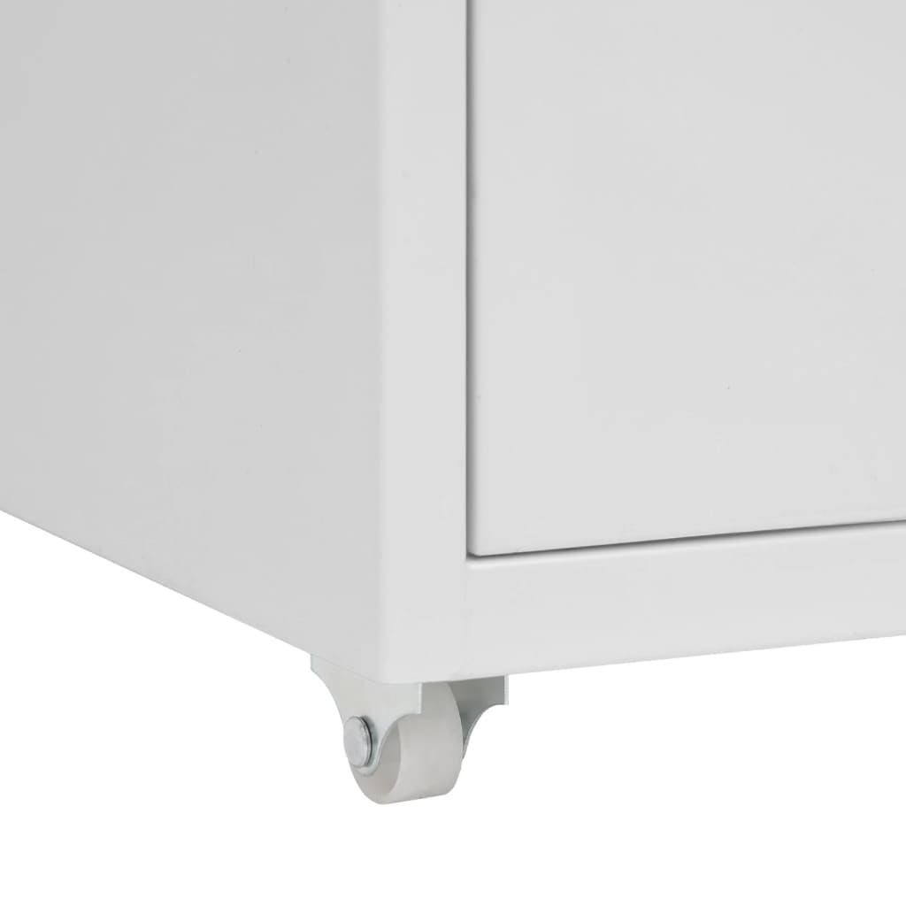 Aktenschrank mit Rollen Grau 28x41x69 cm Metall
